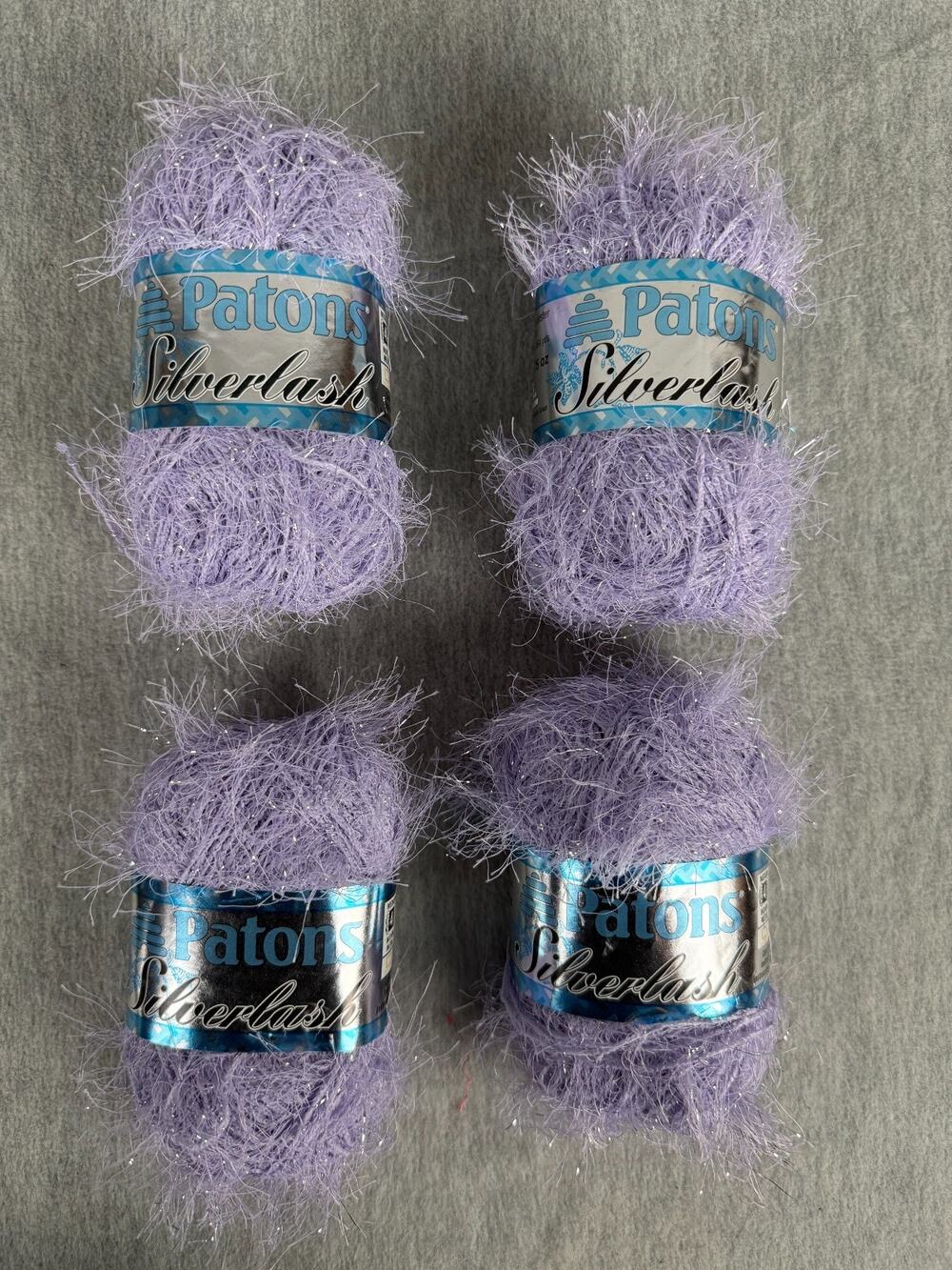 Patons Silverlash Yarn Lustrous Lilac Lot of 4 x 50g Skeins Eyelash Fun Fur